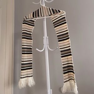 Multiple colors striped scarf with tassels